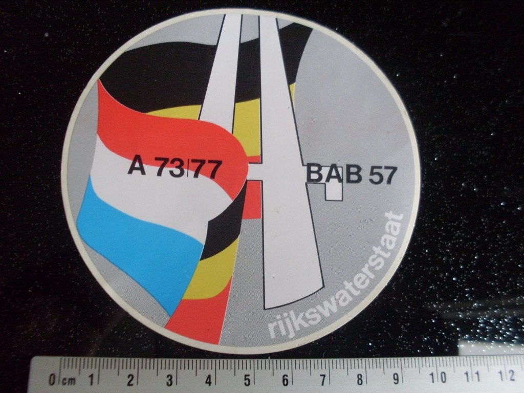 sticker A73/77 BAB 57 rijkswaterstaat logo autobaan NL-D, Verzenden, Zo goed als nieuw, Bedrijf of Vereniging