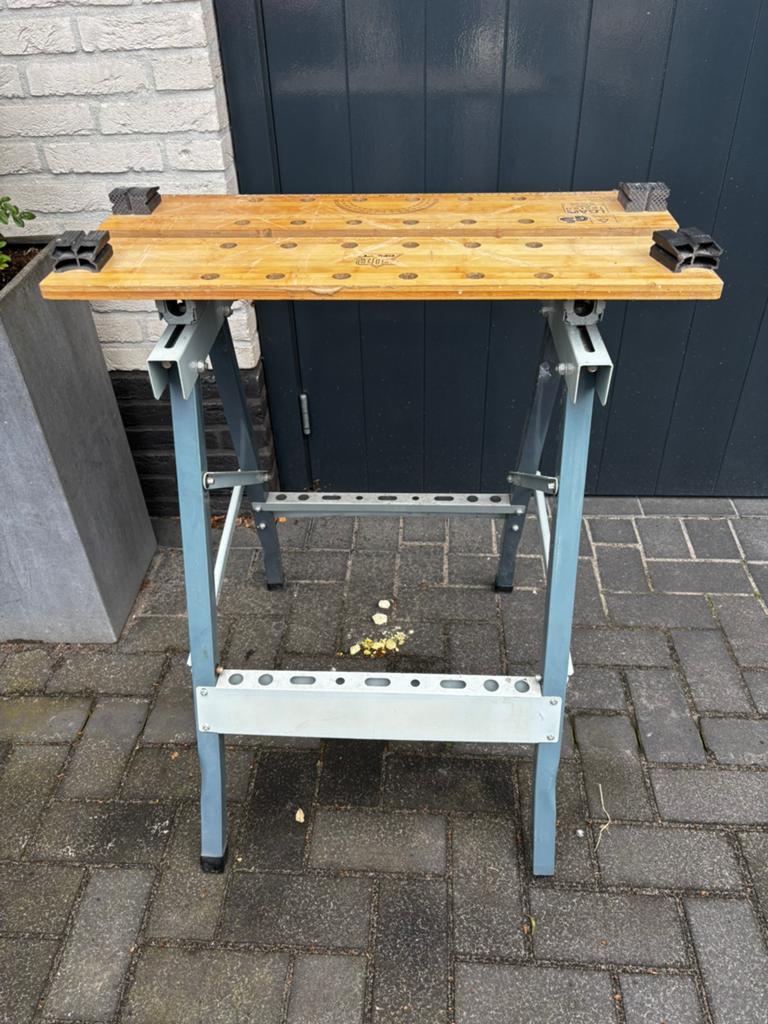 Inklapbare Werkbank TopCraft, Doe-het-zelf en Verbouw, Werkbanken, Ophalen, Gebruikt, 70 tot 120 cm, Bankschroef