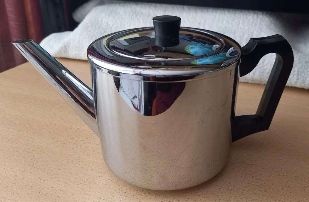 Dubbelwandige theepot., Ophalen of Verzenden, Zo goed als nieuw, Rvs, Pot, Bus of Blik