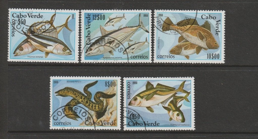 TSS Kavel 810303  Cabo Verde gest  minr 419-423 vissen inc, Ophalen, Overige landen, Gestempeld