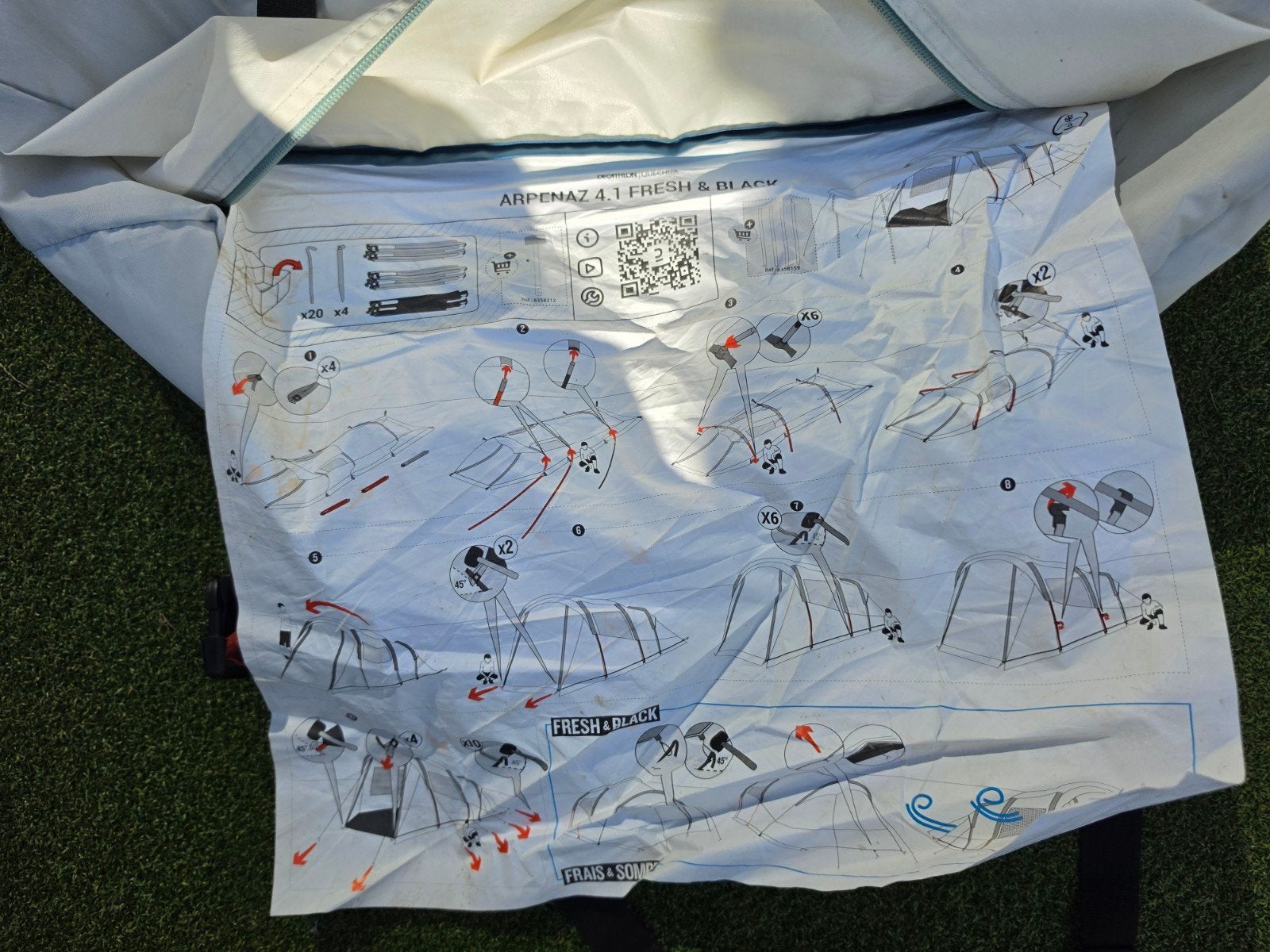 Decathlon Quechua Arpenaz 4.1 Fresh & Black 4-persoonstent, Caravans en Kamperen, Ophalen, Gebruikt, Tot en met 4