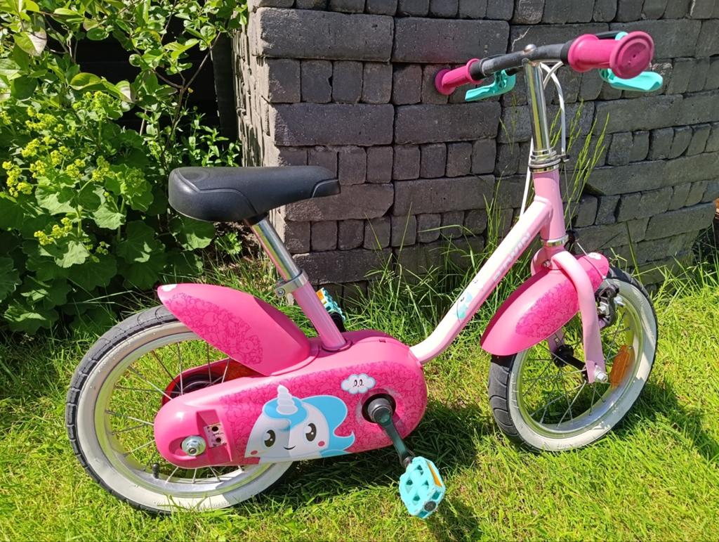 Super nette BTwin kinderfiets 12inch!, Ophalen, Zijwieltjes, Velgrem, Minder dan 16 inch