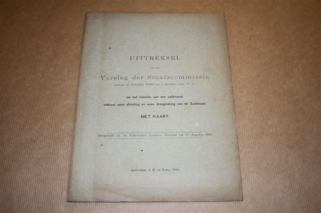 Uittreksel onderzoek droogmaking Zuiderzee - 1894 !!, Ophalen of Verzenden, Gelezen
