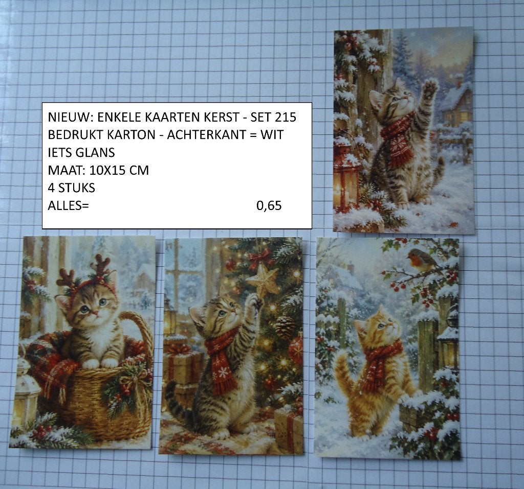 kerst kaarten katten ( 5 sets ) alleen verzenden, Ophalen, Nieuw, Kerst, Blanco kaart of Basiskaart