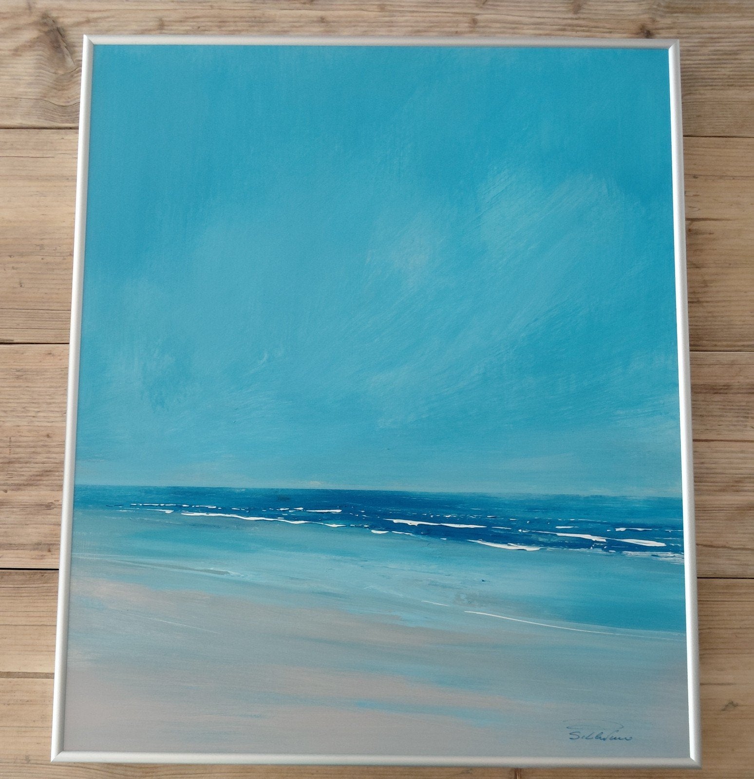 ZEEZICHT, schitterend origineel doek, Antiek en Kunst, Ophalen, Echtheidscertificaat, Acrylverf, Landschap