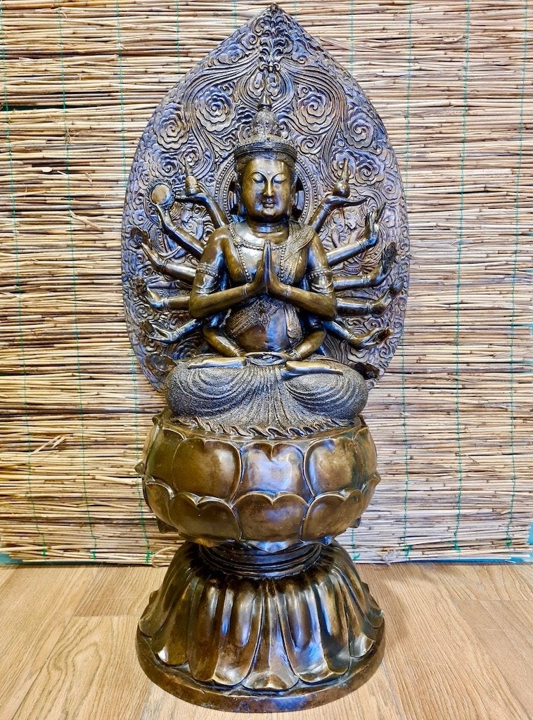 AVALOKITESHVARA/KWAYIN BEELD TOPSTUK 100 CM (46 KG)!, Antiek en Kunst, Ophalen, Bruin, 100 cm, China