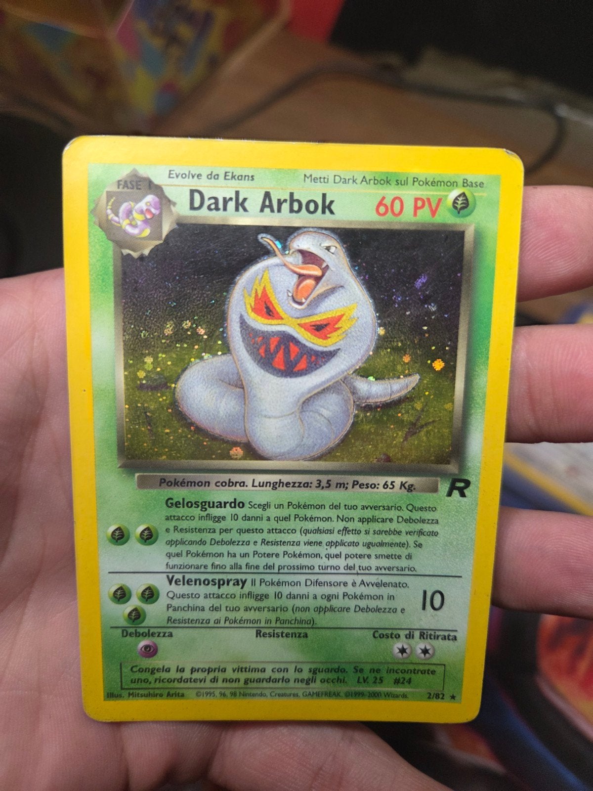 Dark Arbok Italiaans Holo 2/82 Team Rocket 2000 Wotc, Ophalen of Verzenden, Zo goed als nieuw, Losse kaart, Foil