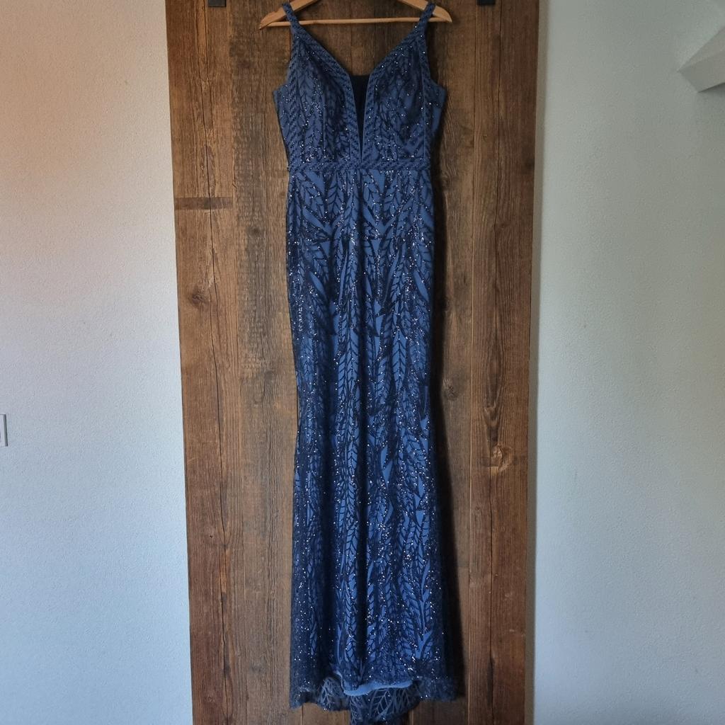Galajurk! Prachtige blauwe avondjurk met glitterdetails, Kleding | Dames, Ophalen of Verzenden, Zo goed als nieuw, Blauw, Galajurk
