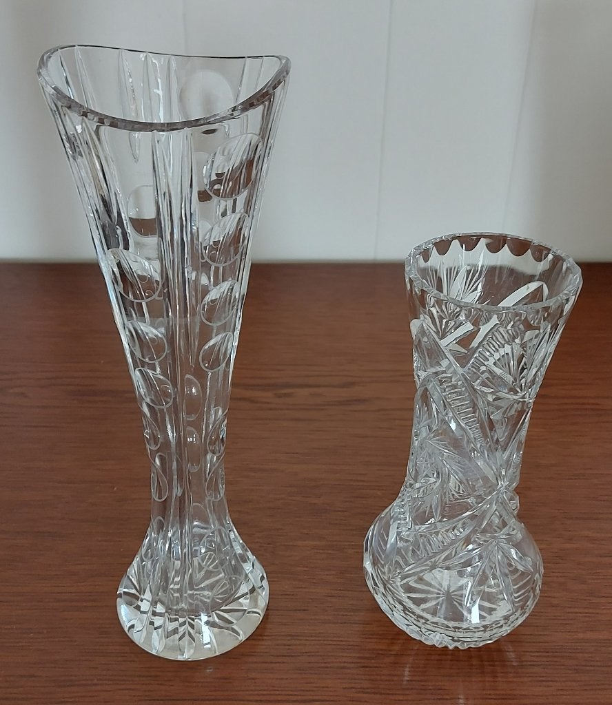 Set van 2 kristallen vaasjes, Antiek en Kunst, Ophalen