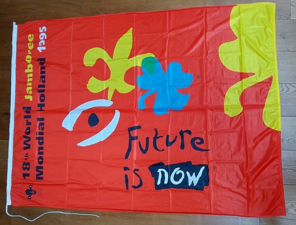 scouting Wereld Jamboree 1995 Grote Vlag 200x150 Paviljon, Ophalen of Verzenden, Zo goed als nieuw, Embleem, Speld of Insigne