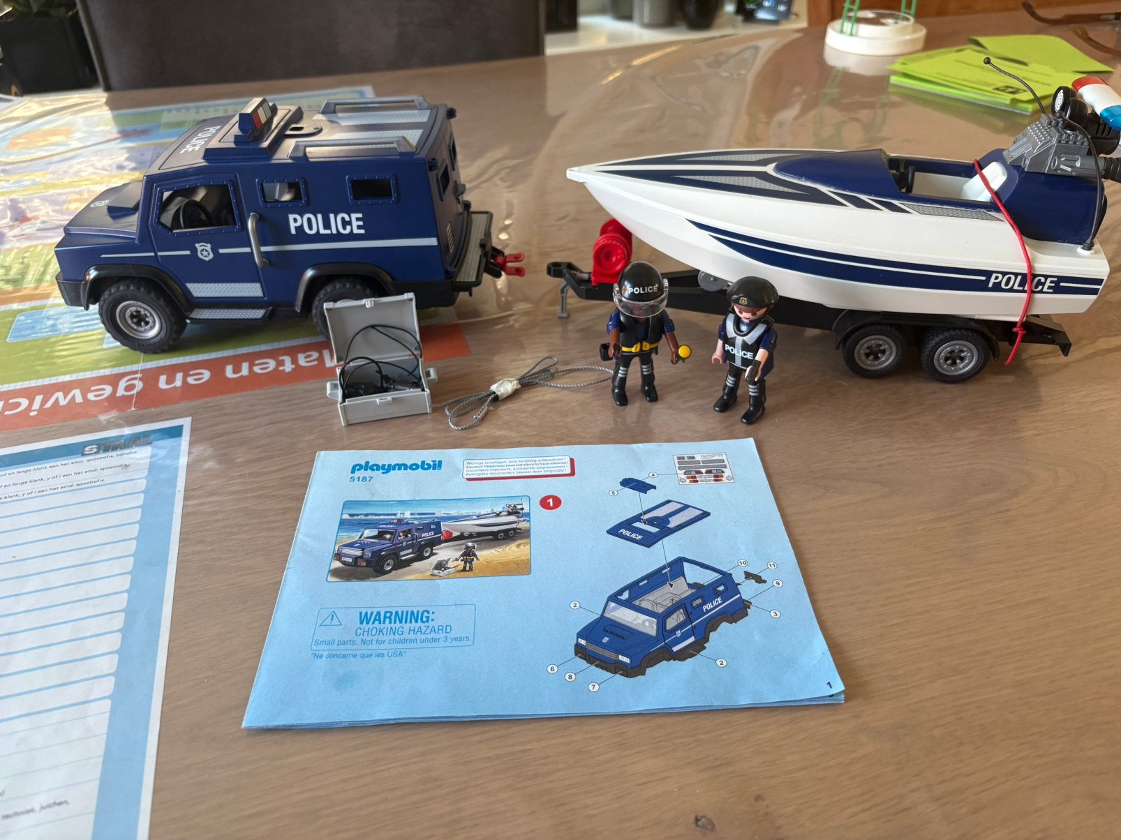 Playmobil politieauto met speedboot!, Ophalen, Complete set, Overige typen, Zo goed als nieuw