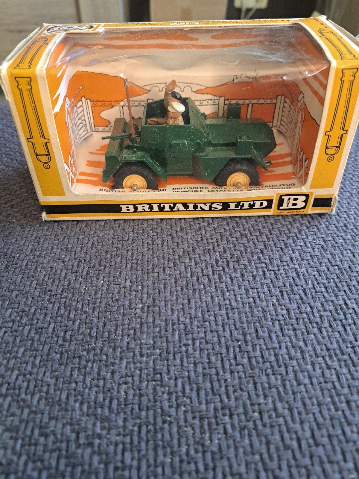 britains Ltd ib militaire voertuig british scout car nr 9781, Gebruikt, England, Overige typen, Ophalen of Verzenden