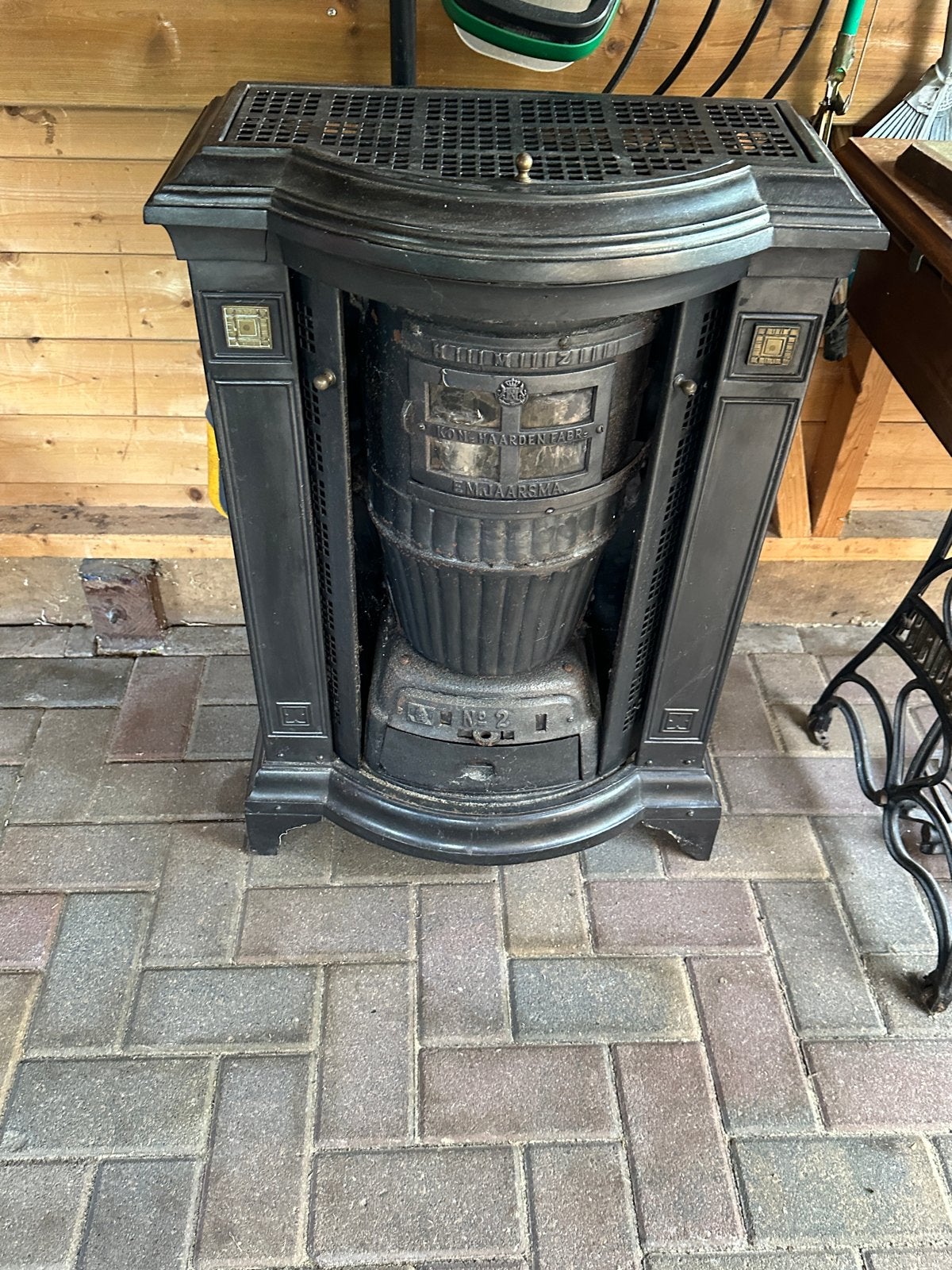 Antieke Gietijzeren Sierkachel - Decoratieve Houtkachel, Ophalen, Gebruikt, Houtkachel, Vrijstaand