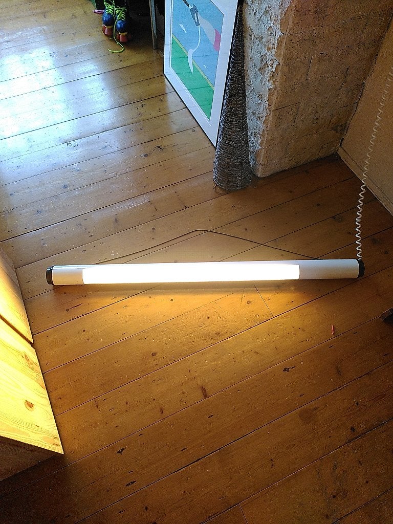 Vintage hanglamp TL Tube, Futuristisch, Minimalistisch, Gebruikt, G13 (TL), Ophalen of Verzenden