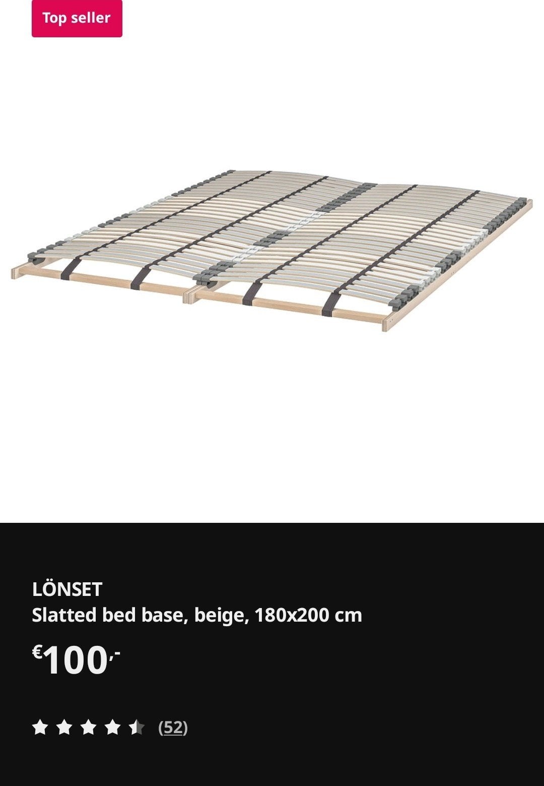 IKEA TÄLLÅSEN Bedframe met LÖNSET lattenbodem 180x200 cm, Ophalen, Gebruikt, Tweepersoons, 180 cm