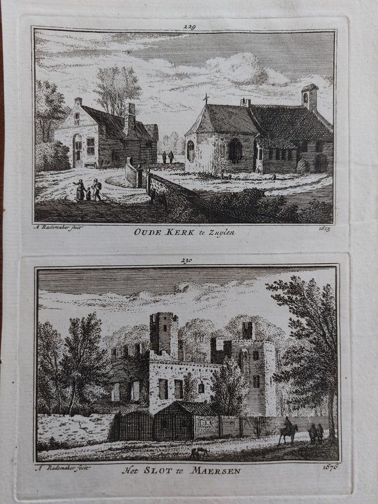 229-230 / Oude kerk Zuylen - Zuilen + Slot Maersen Maarssen, Antiek en Kunst, Ophalen of Verzenden