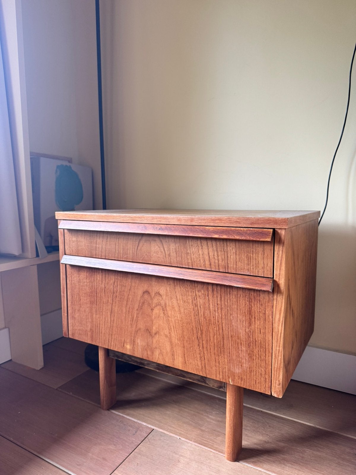 Vintage teak nachtkastje jaren 60 – Mid Century Modern – MCM, Ophalen, Gebruikt, 45 tot 65 cm, Minder dan 55 cm