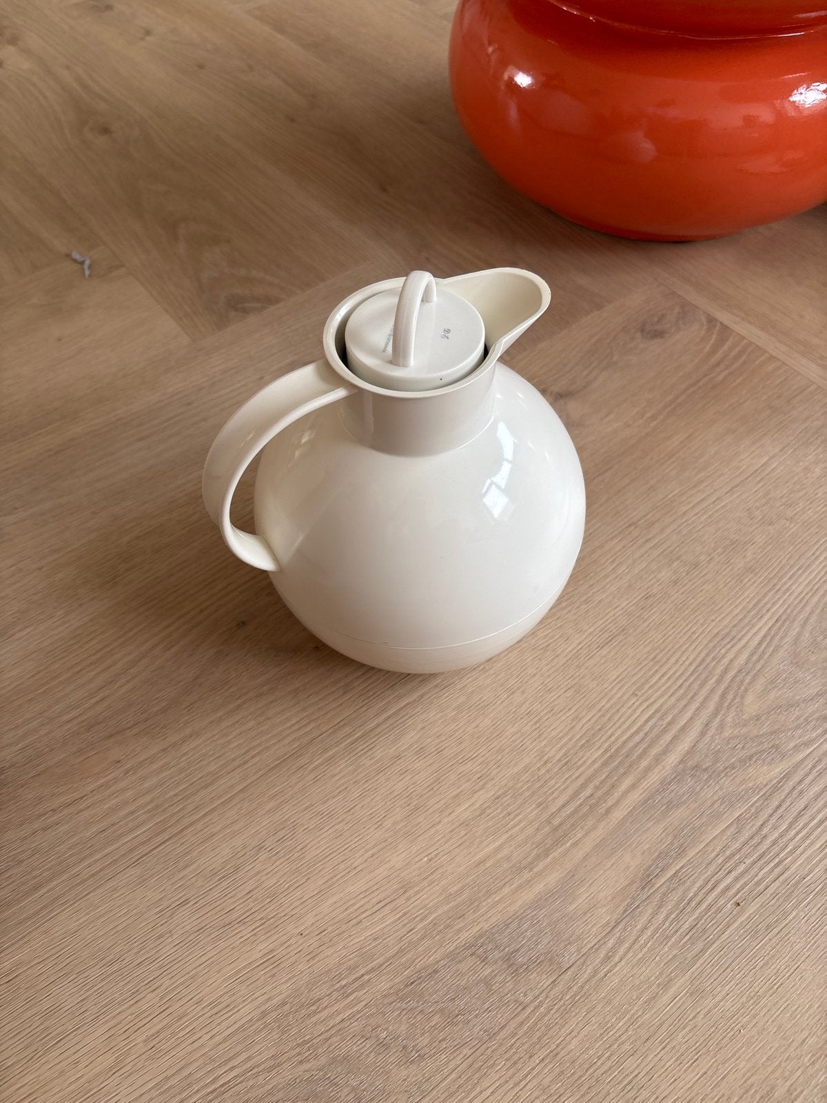 Vintage Alfi Thermoskan - Wit, Made in Germany, Theepot/fluitketel, Gebruikt, Kunststof, Ophalen of Verzenden