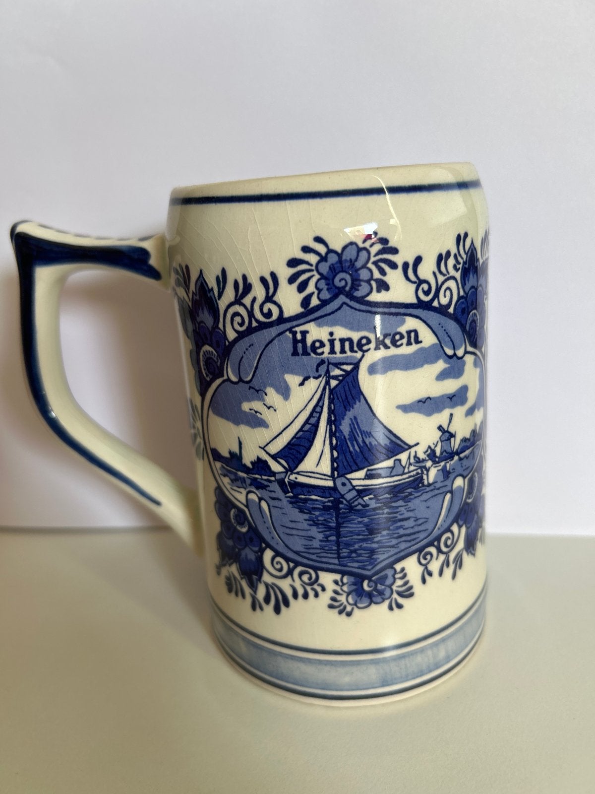 Vintage Handgeschilderde Delfts Blauwe Heineken Mok, Verzamelen, Ophalen of Verzenden
