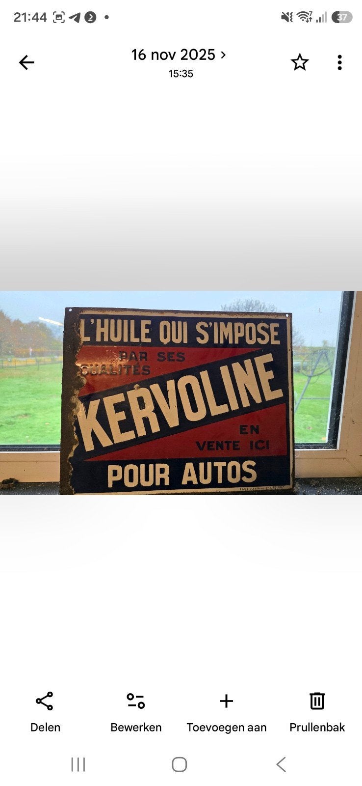 Origineel Kervoline Dubbelzijdig Emaille Bord, Ophalen of Verzenden