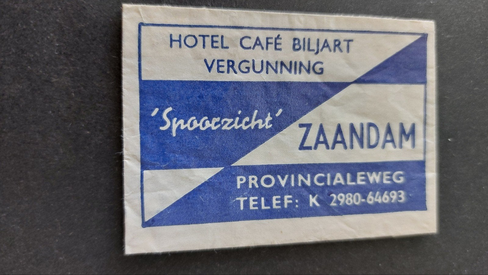 Zaandam, "Spoorzicht" hotel café biljart vergunning, Verzenden, Nederland