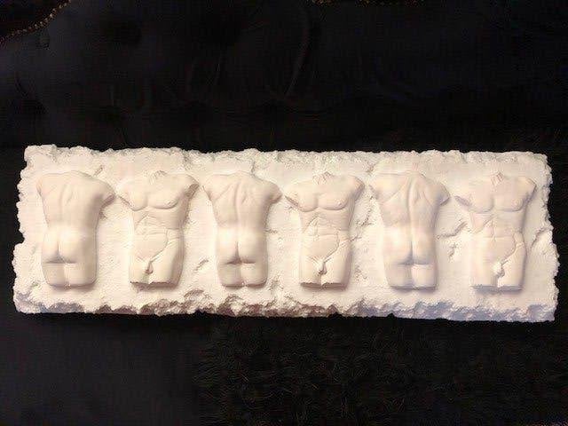 Schilderij torso mannen 80x25cm handmade nieuw, Nieuw, Ophalen of Verzenden, Schilderij, 5 – 50
