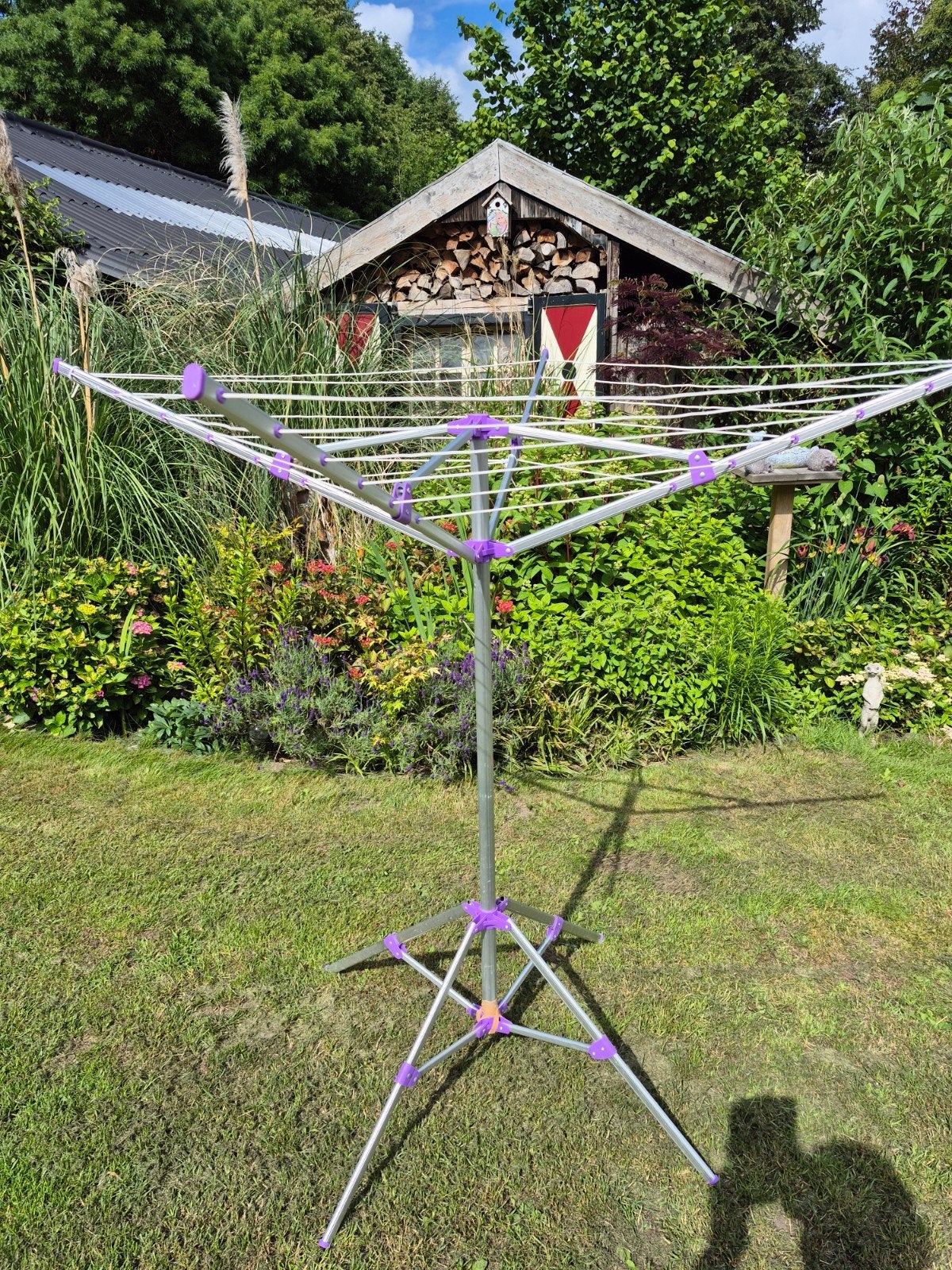 Praktische droogmolen met paarse accenten, Tuin en Terras, Ophalen, Gebruikt, Droogmolen