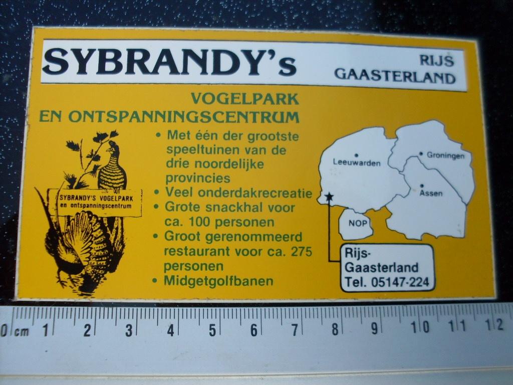 sticker sybrandy's vogelpark ontspanningscentrum rijs logo, Verzenden, Zo goed als nieuw, Bedrijf of Vereniging