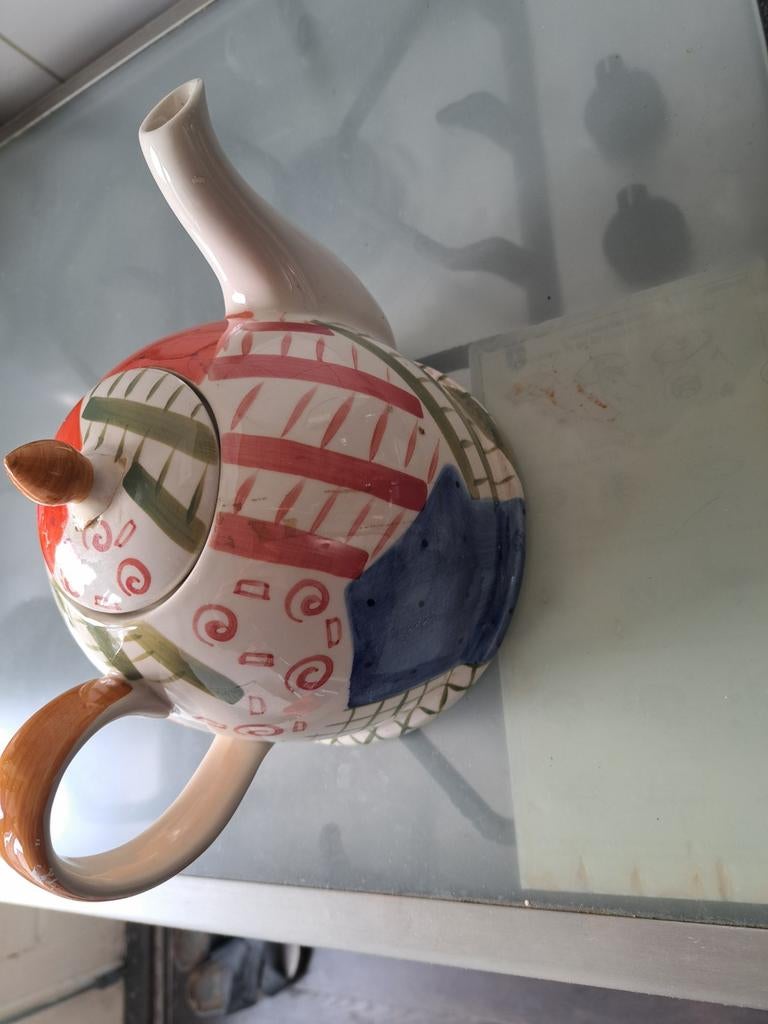 l: Kleurrijke Italiaanse Design Theepot - Handpainted by Gig, Ophalen