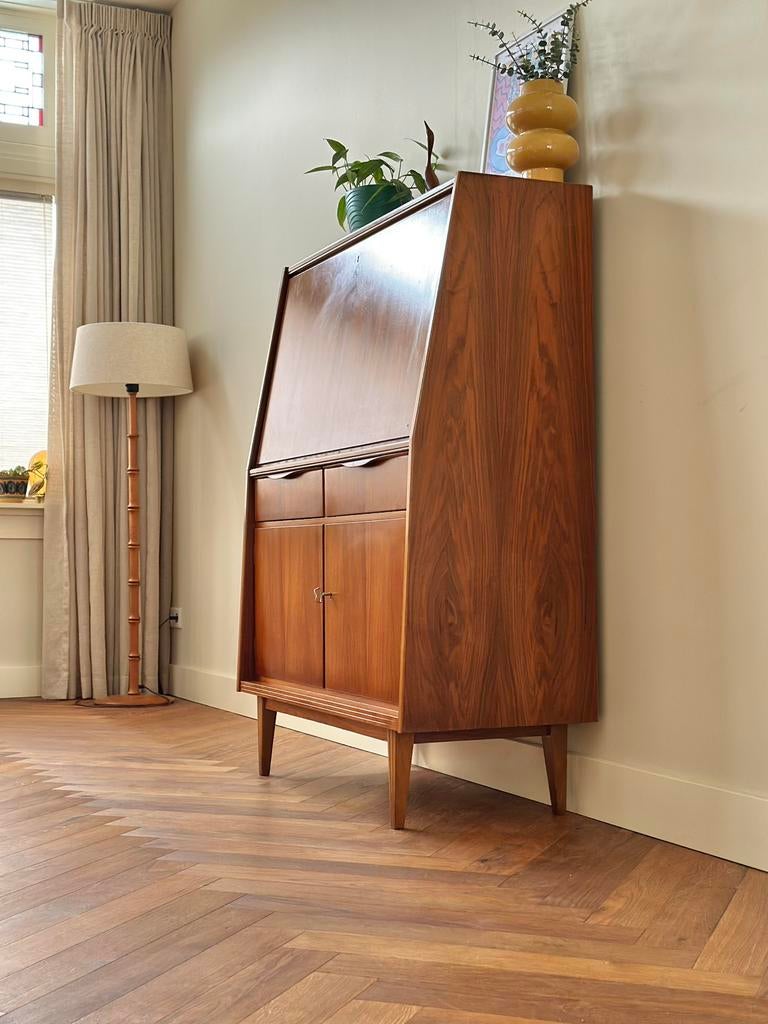 Vintage wandmeubel Deens teak jout jaren 50/60/70, Ophalen, Gebruikt, 100 tot 150 cm, Teakhout