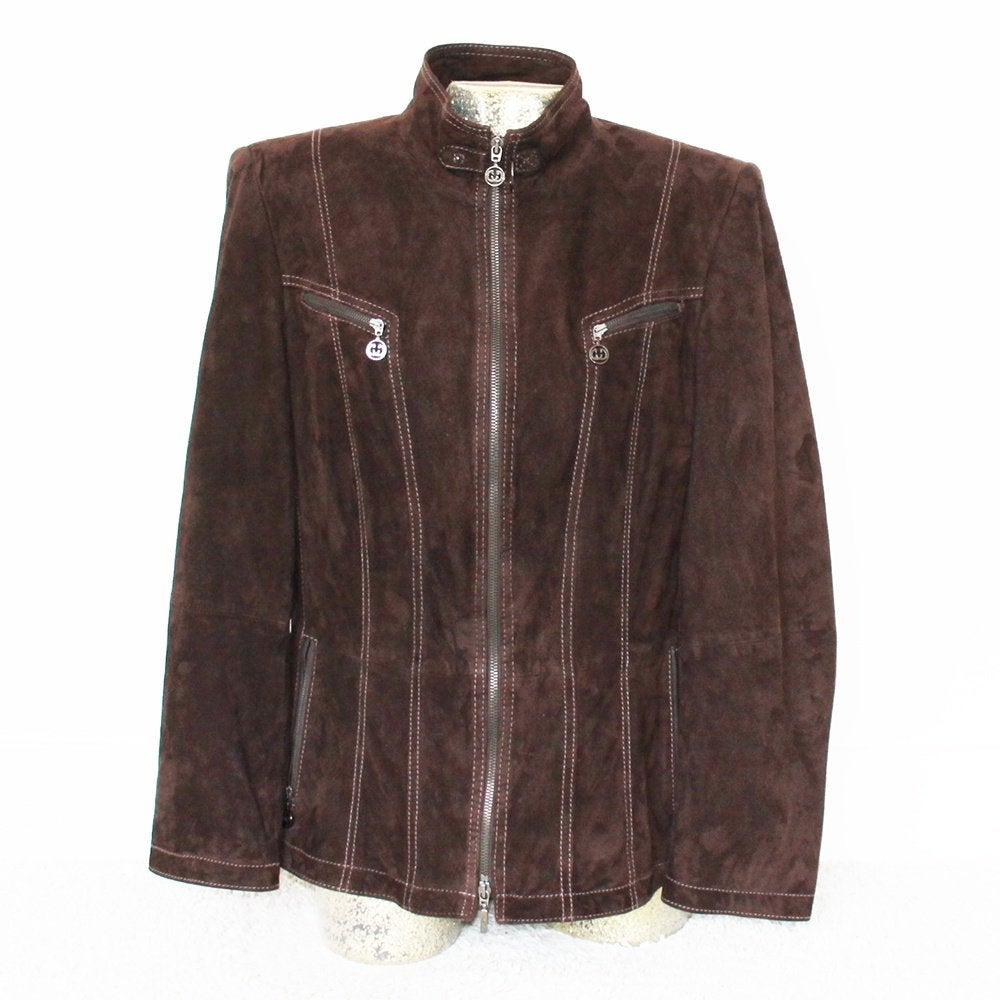 Mooie Zacht Suede Gerry Weber Dames Jas (Maat 44) € 200,-, Bruin, Maat 42/44 (L), Ophalen of Verzenden, Zo goed als nieuw