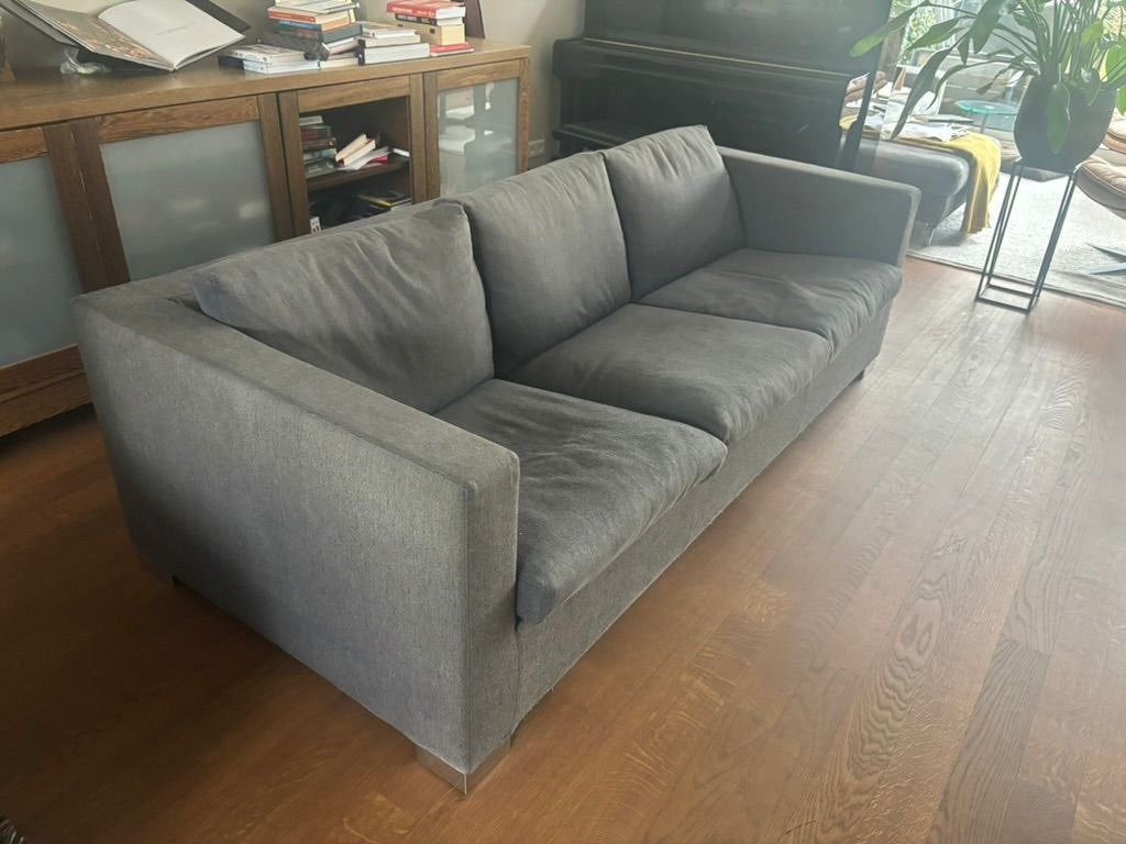 Minotti Bank (Italiaans topmerk!) W 216 x D 96 H 63, Ophalen, Gebruikt, Italiaans topmerk, Driepersoons