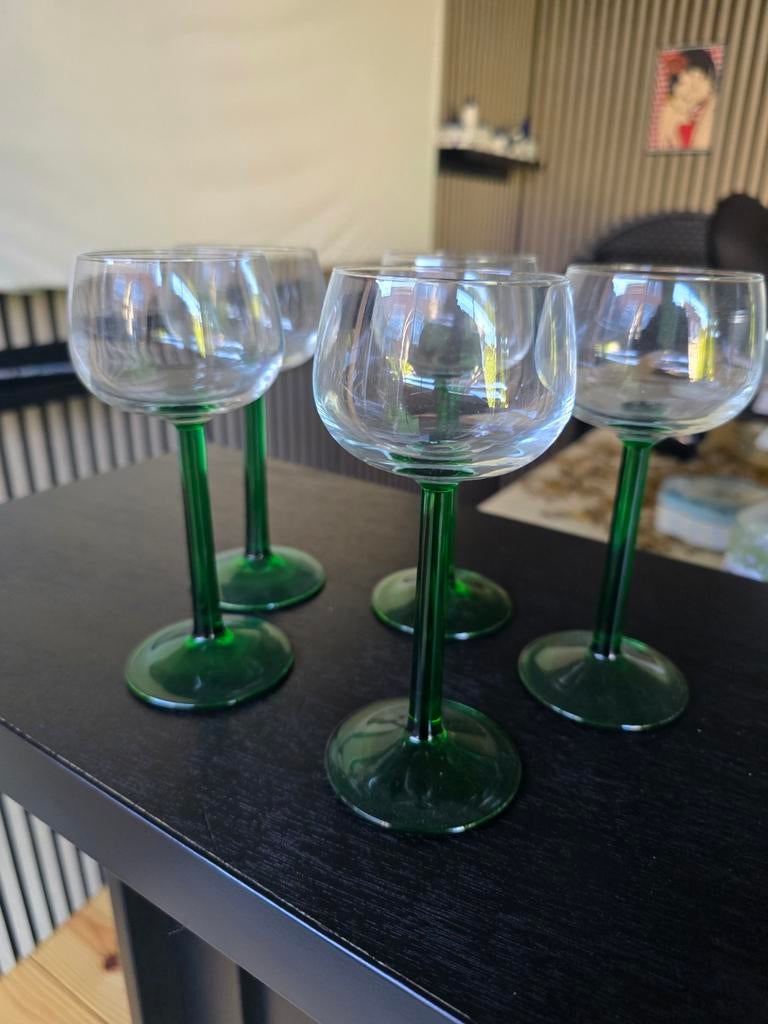 Luminarc wijnglazen jaren '70 - Groene steel, Ophalen