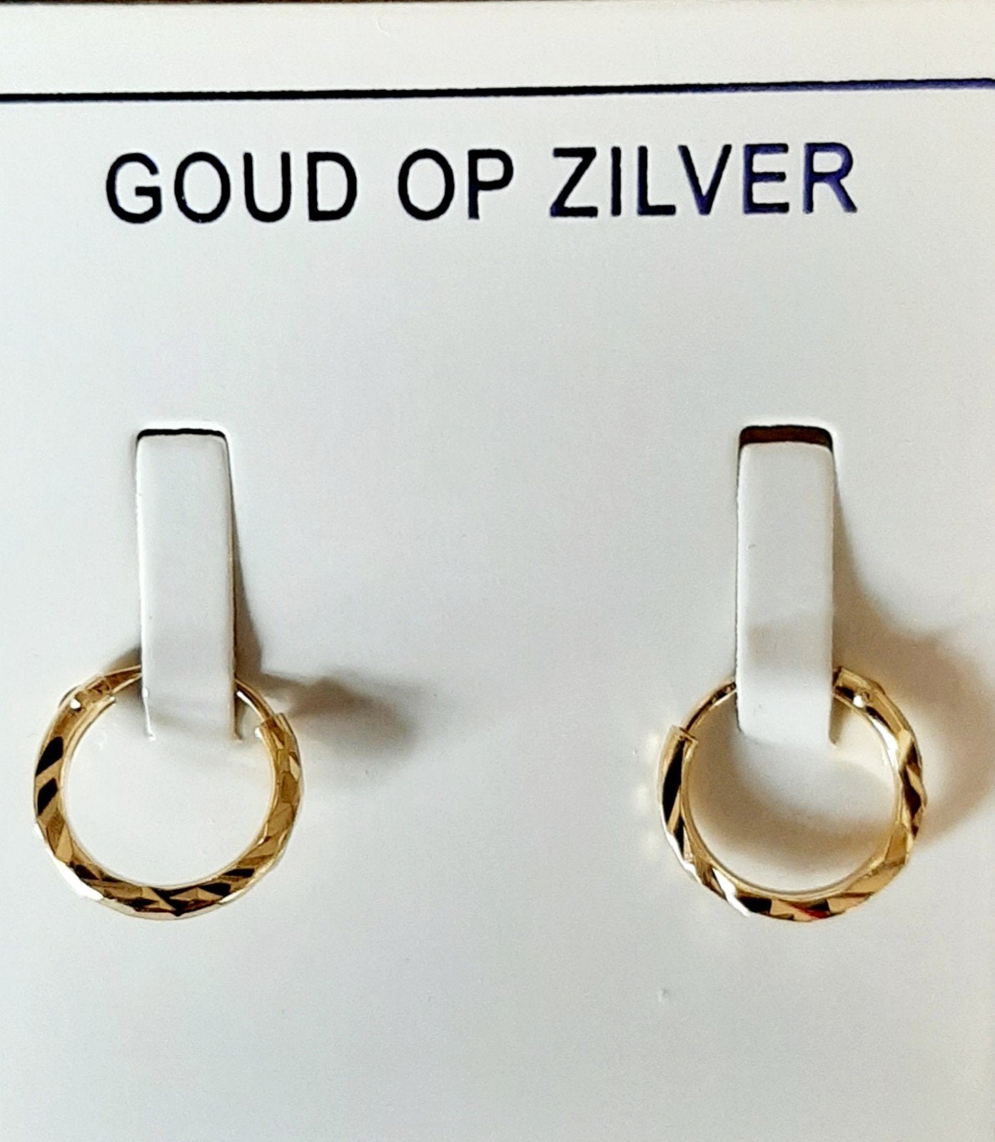 Goud op zilver oorringetjes bewerkt 10 of 12 mm  nieuw, Hangers, Nieuw, Ophalen of Verzenden, Goud