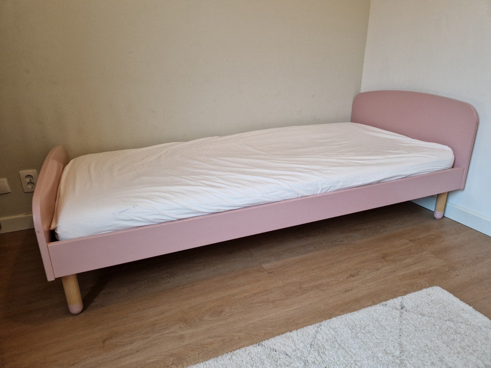 Flexa Play kinderbed roze, matrasmaat 90 x 200cm, Ophalen, 85 tot 100 cm, Gebruikt, Lattenbodem