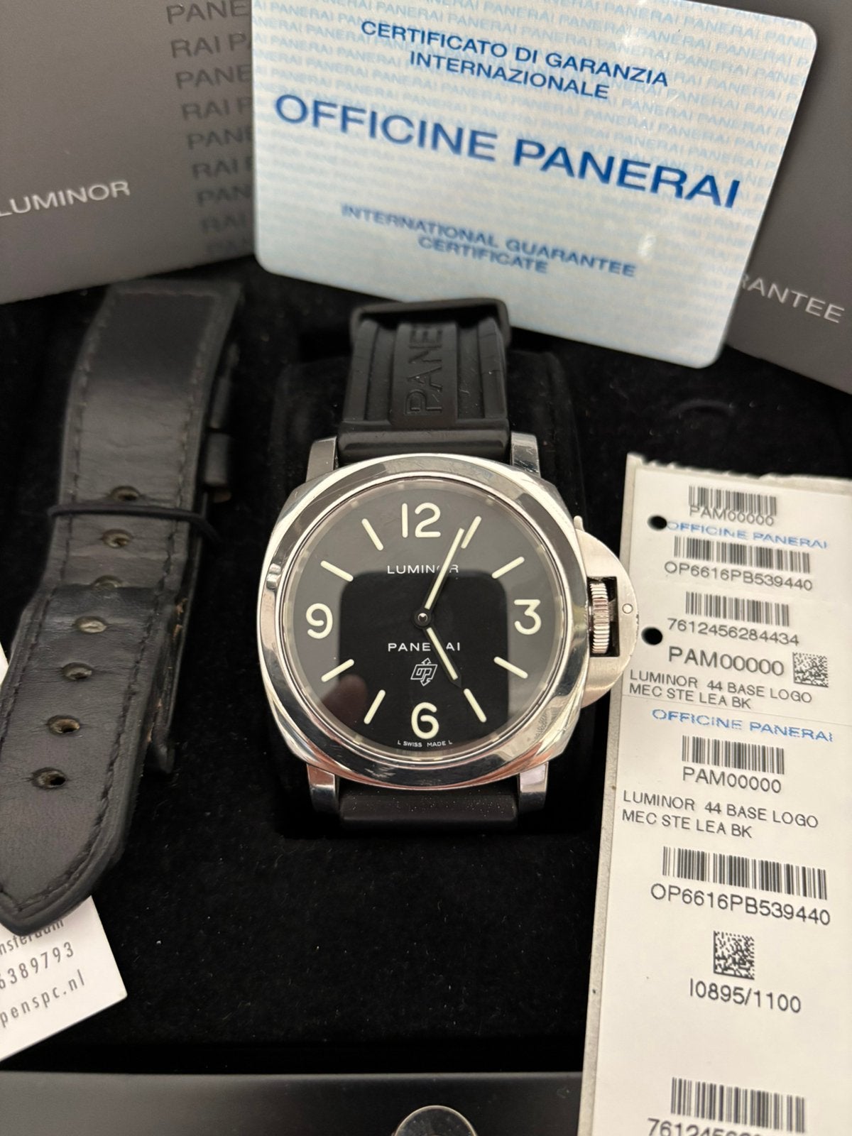 Panerai Pam 00000 compleet met doos en papieren 2009, Sieraden, Tassen en Uiterlijk, Horloges | Heren, Overige merken, Staal, Polshorloge