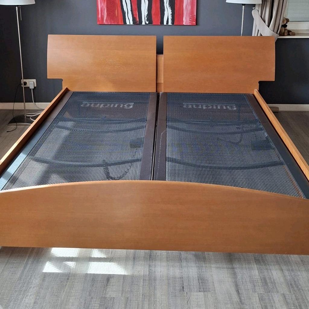 2-PERS. BED MET ELECTR. AUPING BEDBODEMS, Huis en Inrichting, Ophalen, 90 cm, Bruin, Tweepersoons