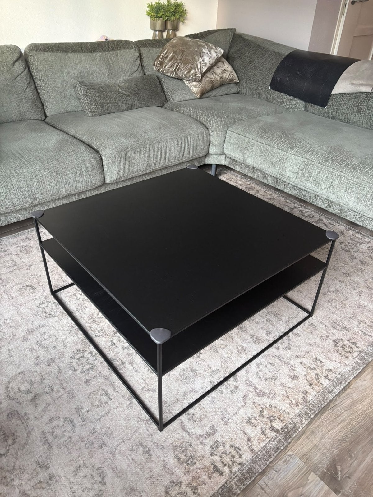 Salontafel 80x80 cm - Zwart met poedercoating, Ophalen, Gebruikt, Vierkant, 50 tot 100 cm