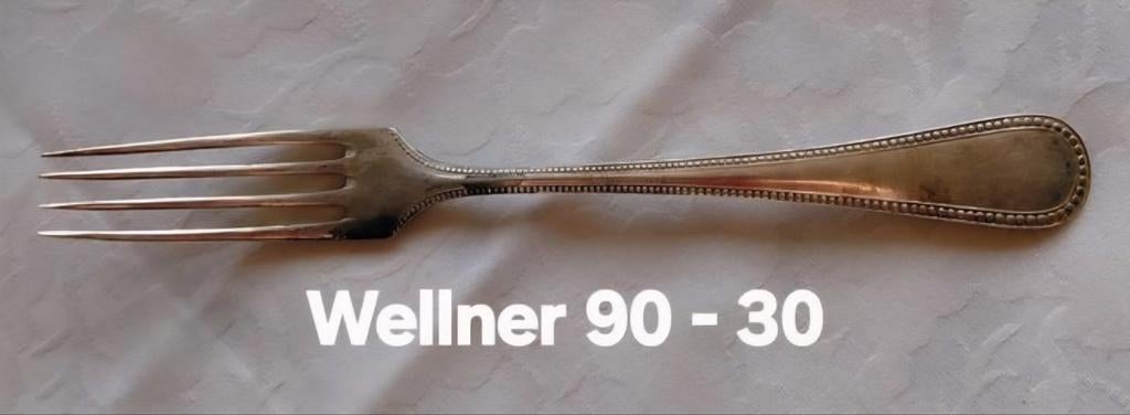 Wellner 90 verzilverde vork met parelrand jaren 1930, Antiek en Kunst, Antiek | Bestek, Ophalen of Verzenden