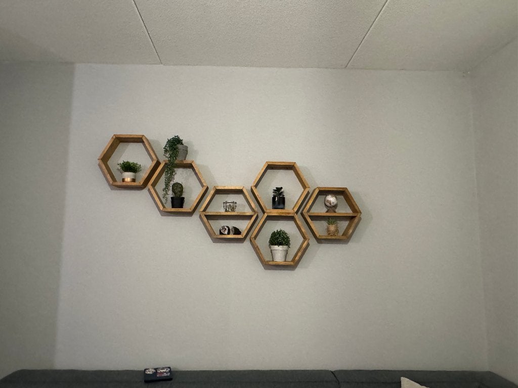 6 Hexagon planken, Huis en Inrichting, Woonaccessoires | Wandplanken en Boekenplanken, Ophalen, Zo goed als nieuw