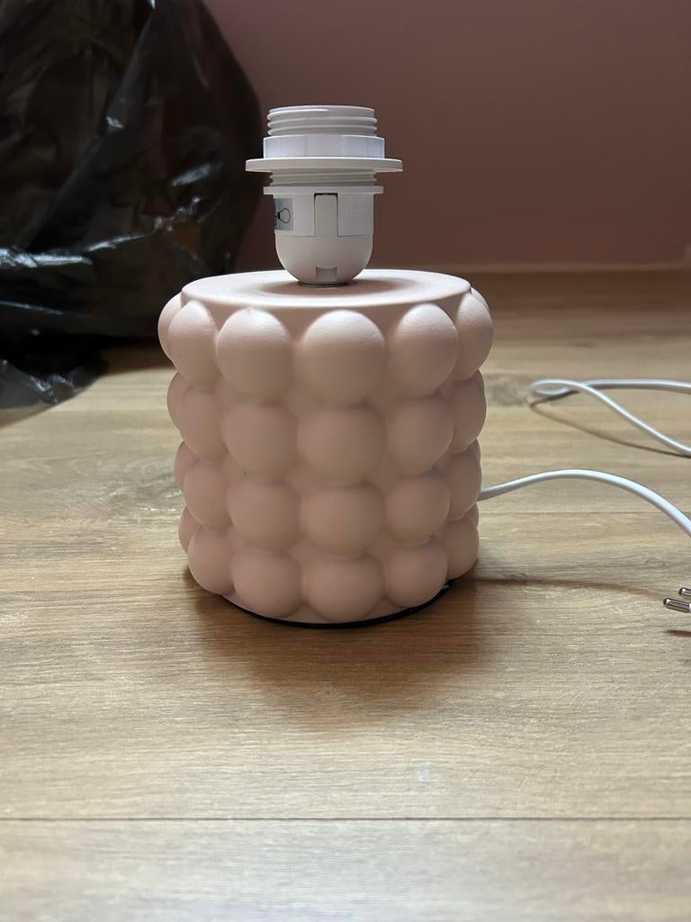 Zacht roze lampenvoet met bollen, E27 fitting, Ophalen, Zo goed als nieuw, Overige materialen, Minder dan 50 cm
