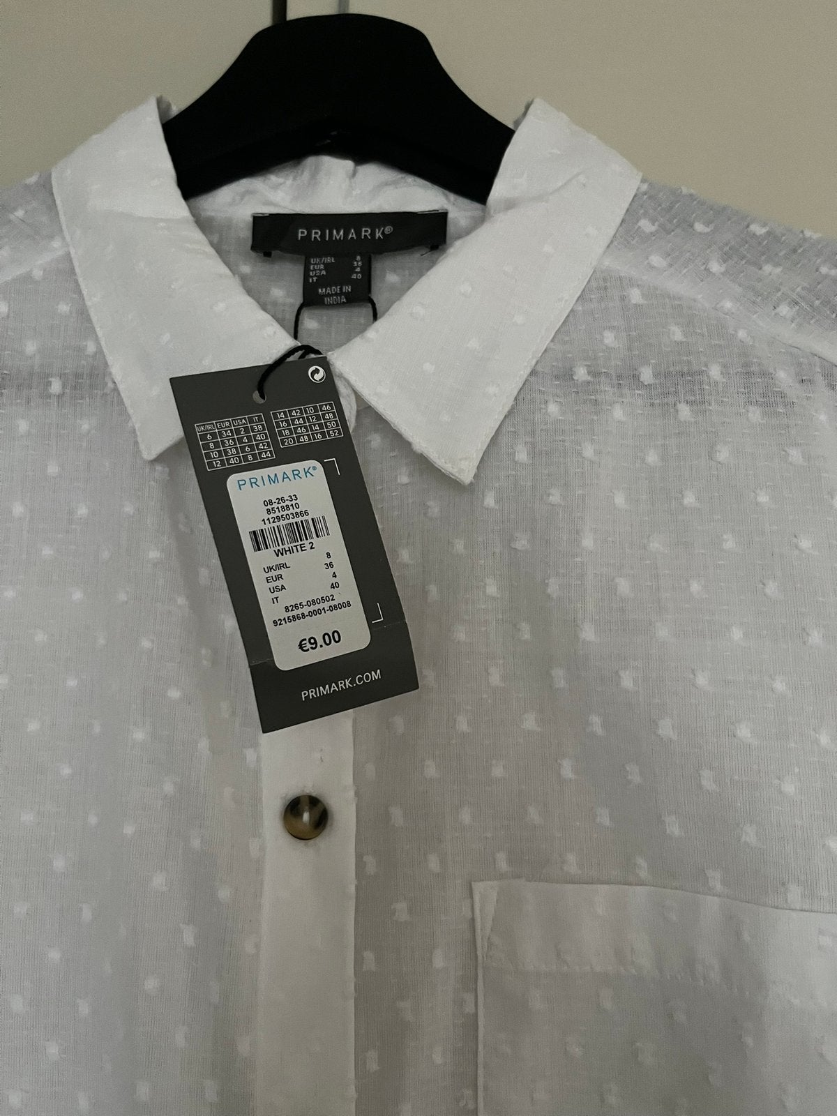 Nieuwe blouse met kaartje wit mt 36 Primark, Ophalen of Verzenden, Nieuw, Wit, Halswijdte 43/44 (XL)
