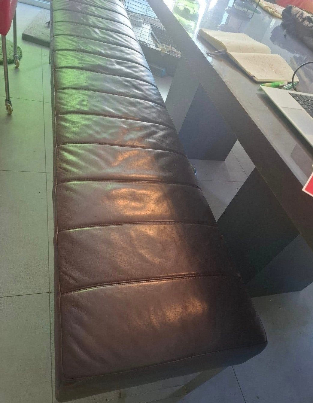Montis Samba bank 2m lang, dik leer, 48cm hoog, Minder dan 50 cm, Gebruikt, 125 cm of meer, Leer
