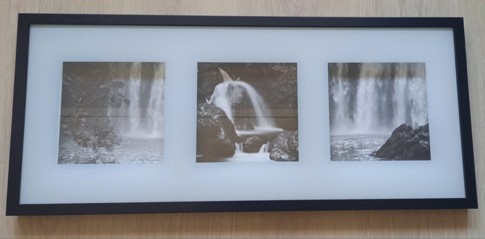 Schilderij 3 foto's watervallen IKEA, Ophalen, Zo goed als nieuw, Schilderij
