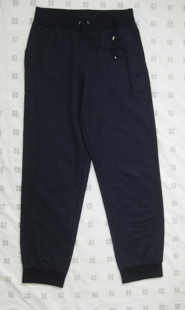 Wax donkerblauwe broek, met elastiek boord, lounge, 40, Maat 38/40 (M), Blauw, Ophalen of Verzenden, Zo goed als nieuw
