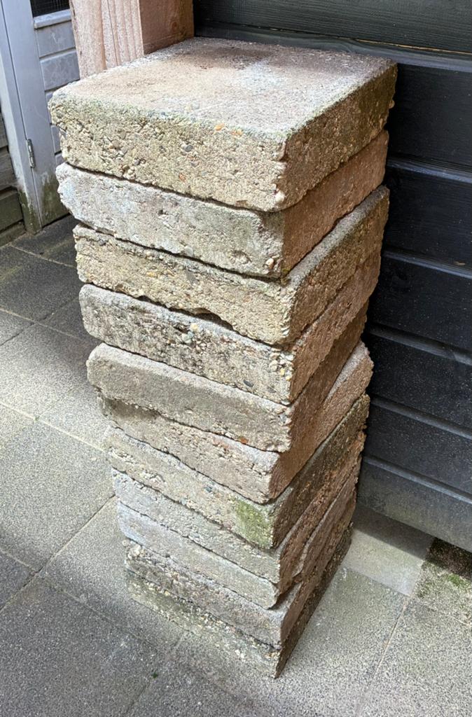 Gratis 6 stoeptegels grijs 30x30x8, Tuin en Terras, Tegels en Klinkers, Ophalen, Gebruikt, Minder dan 5 m², Beton