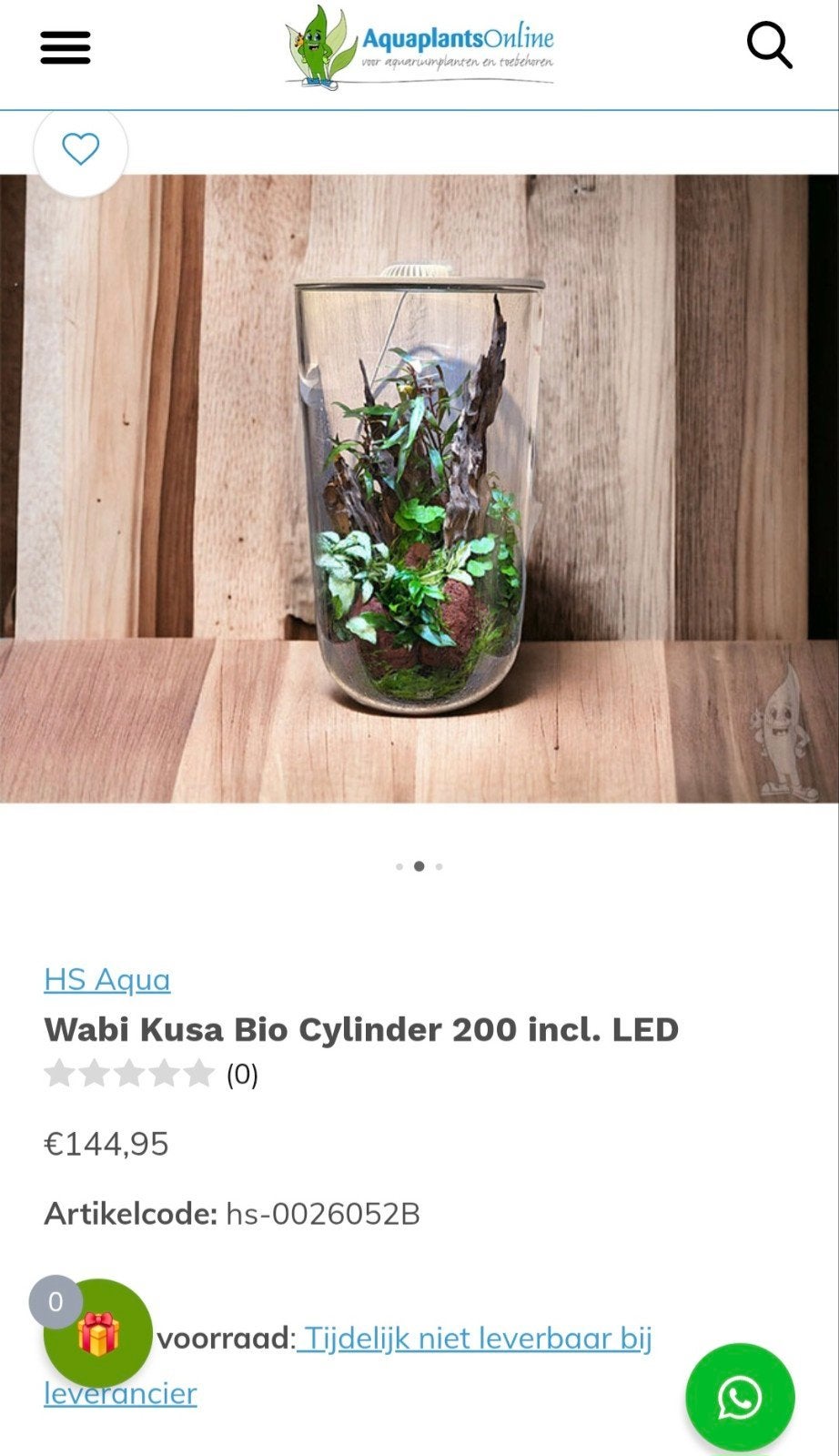 Wabi kusa planten terrarium/aquarium, Ophalen, Gebruikt, Rond