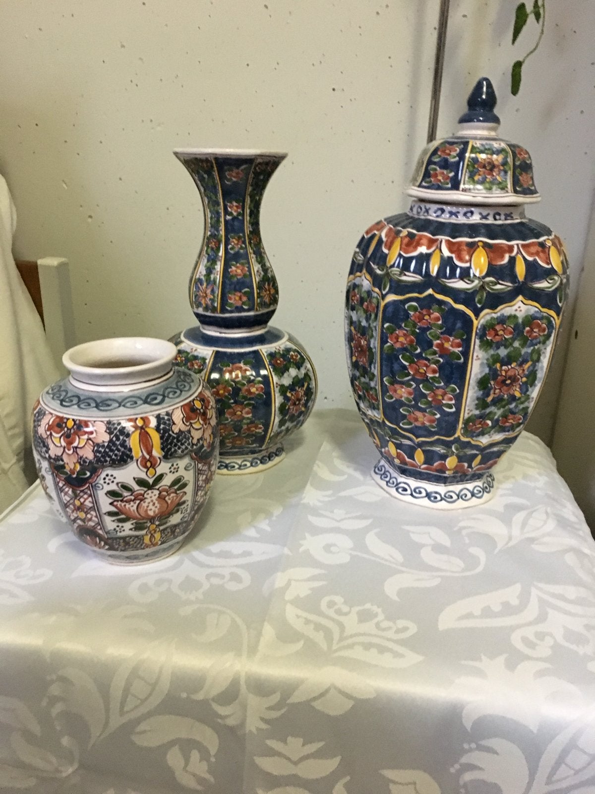Prachtig Makkum Aardewerk Set: Vaas, Pot en Gemberpot, Ophalen of Verzenden