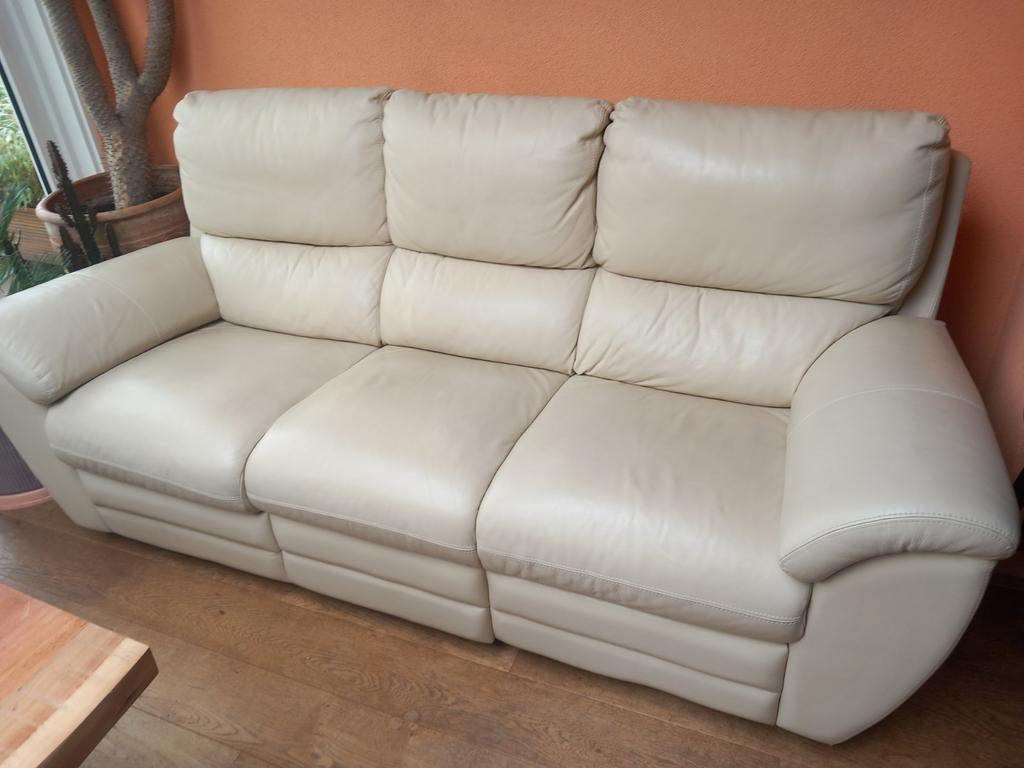 Leren bank, Huis en Inrichting, Banken | Bankstellen, Ophalen of Verzenden, 75 tot 100 cm