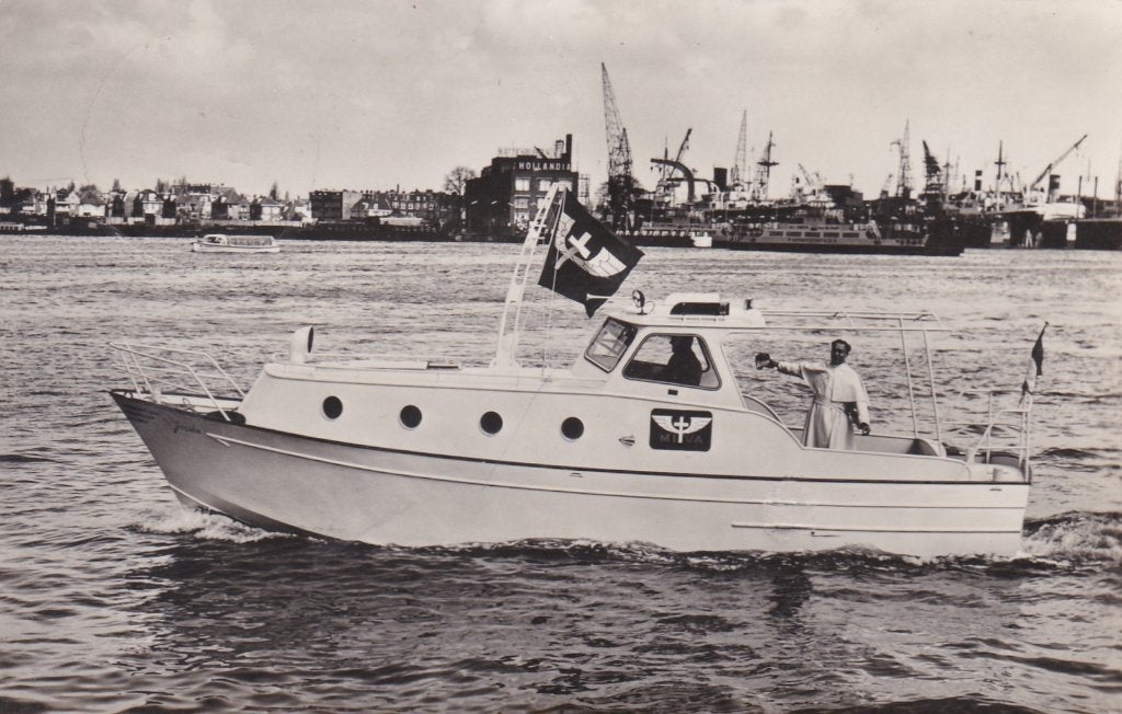 19157  Steunt de actie de Eerste motorboot  De Groene Hel, Verzenden, 1940 tot 1960, Gelopen, Noord-Holland